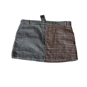 NWT Rails Prim Mixed Mini Wool Blend Skirt Plaid Black Brown XL
